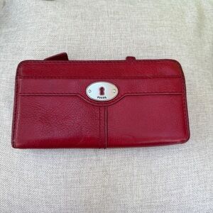 Fossil Cherry Red Leather Wallet